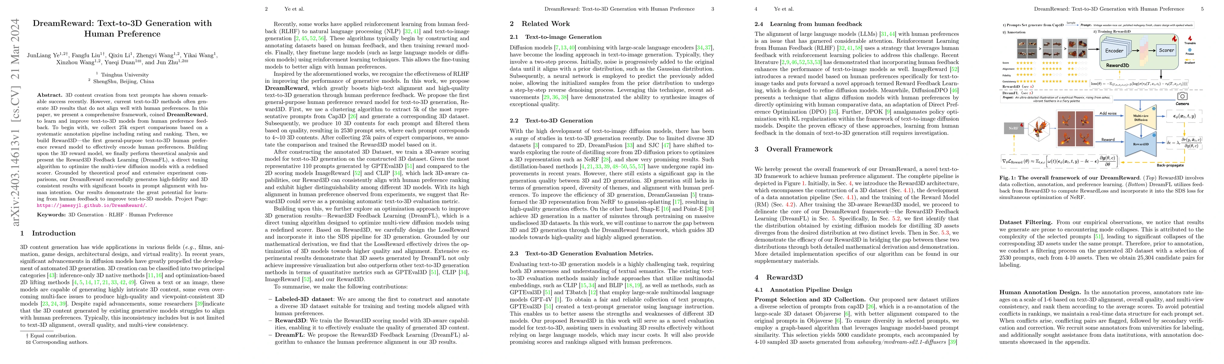 Thumbnail for DreamReward: Text-to-3D Generation with Human Preference