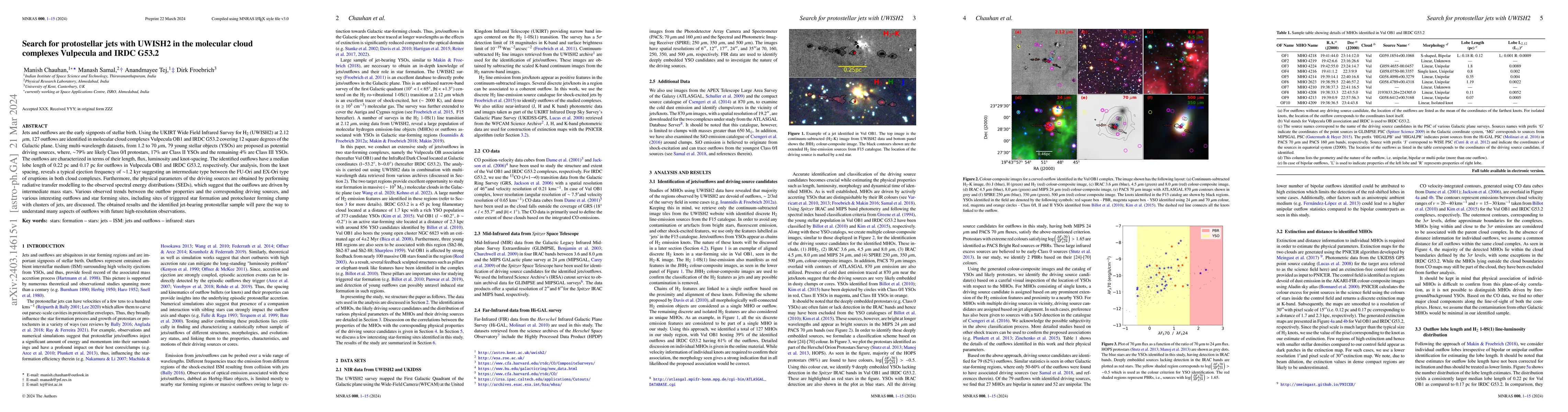 Thumbnail for Search for protostellar jets with UWISH2 in the molecular cloud
  complexes Vulpecula and IRDC G53.2