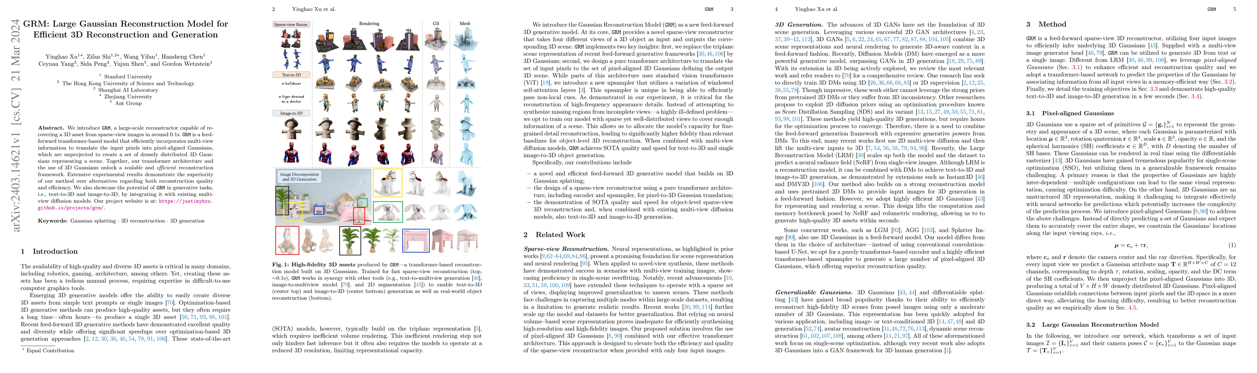 Thumbnail for GRM: Large Gaussian Reconstruction Model for Efficient 3D Reconstruction
  and Generation