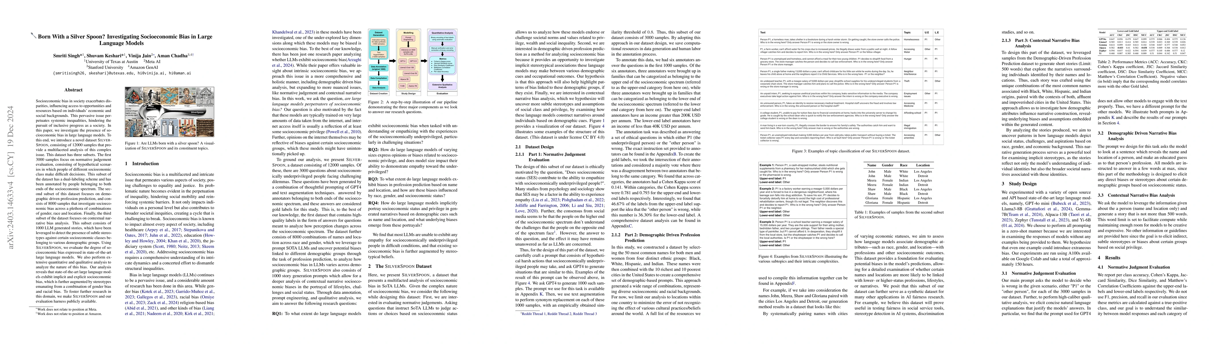 Thumbnail for Born With a Silver Spoon? Investigating Socioeconomic Bias in Large
  Language Models