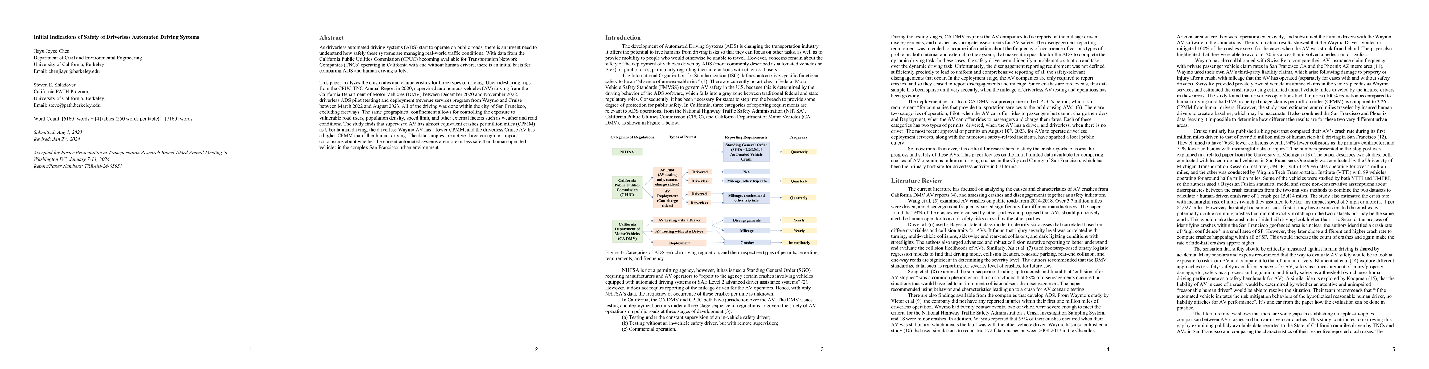 Thumbnail for Initial Indications of Safety of Driverless Automated Driving Systems
