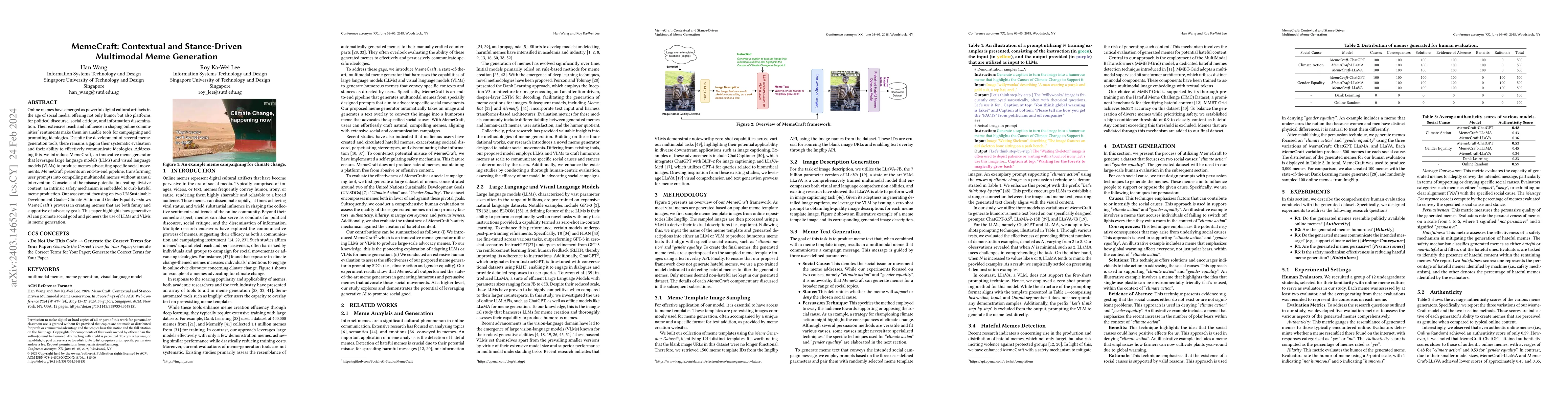 Thumbnail for MemeCraft: Contextual and Stance-Driven Multimodal Meme Generation