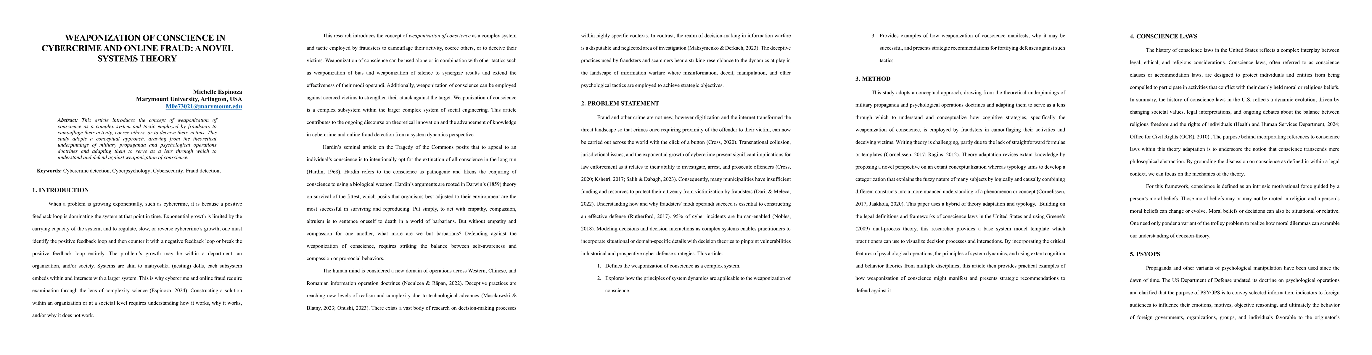 Thumbnail for Weaponization of Conscience in Cybercrime and Online Fraud: A Novel
  Systems Theory