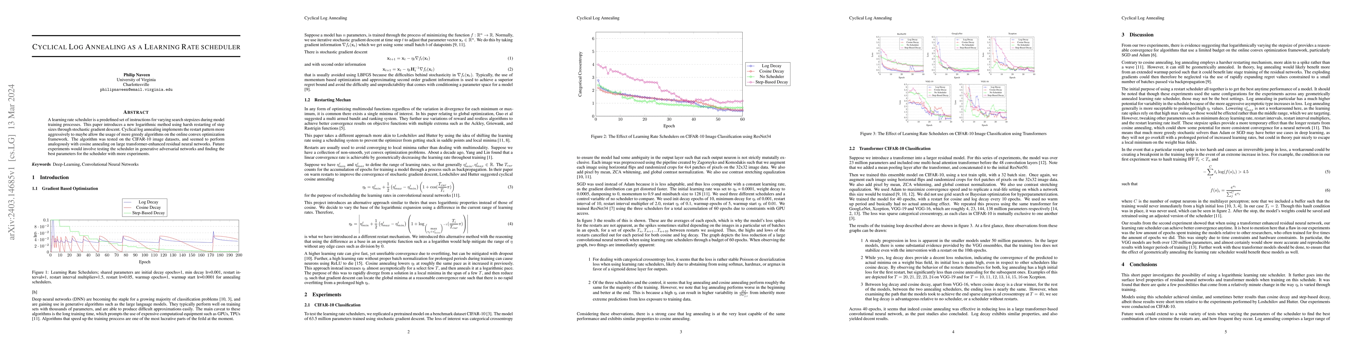 Thumbnail for Cyclical Log Annealing as a Learning Rate Scheduler