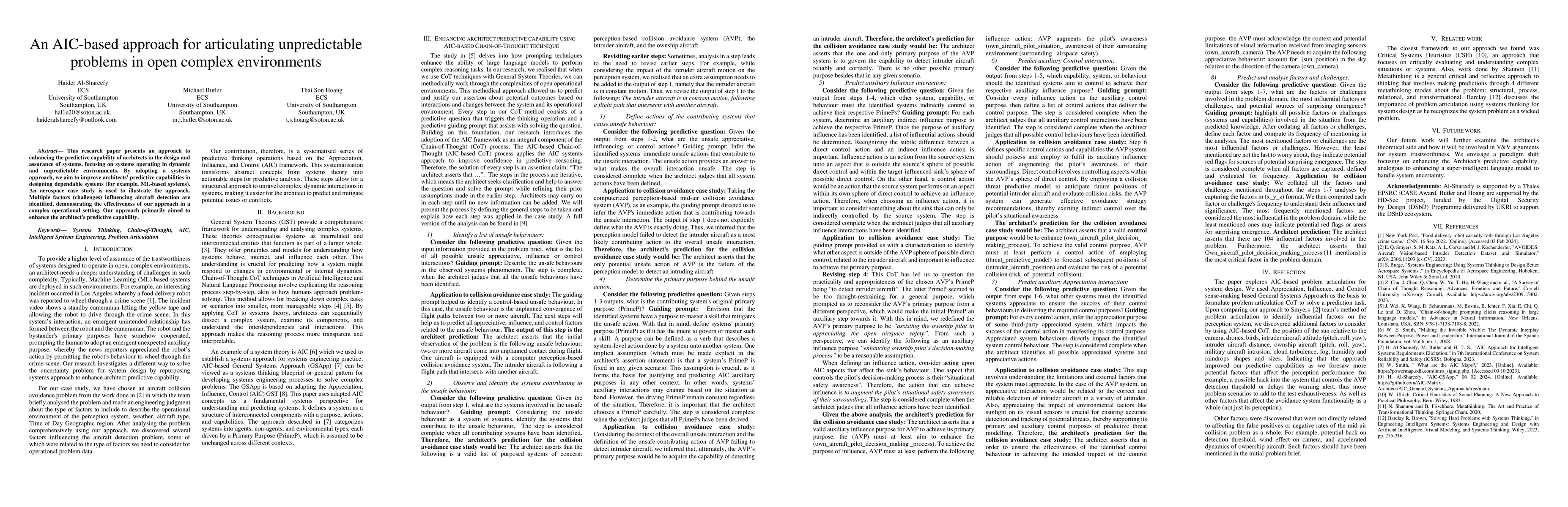 Thumbnail for An AIC-based approach for articulating unpredictable problems in open
  complex environments