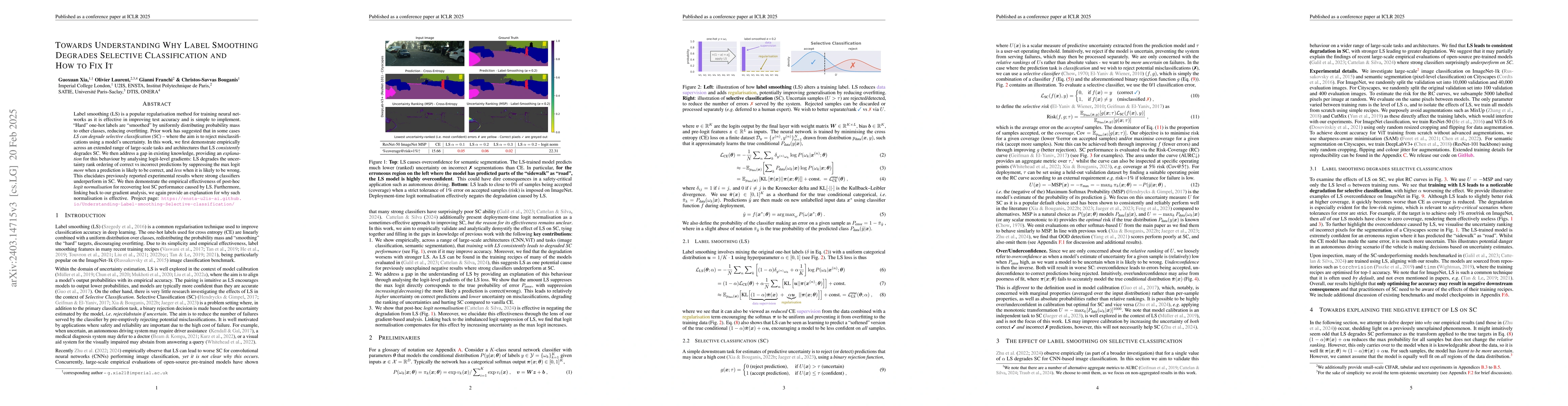 Thumbnail for Understanding Why Label Smoothing Degrades Selective Classification and
  How to Fix It