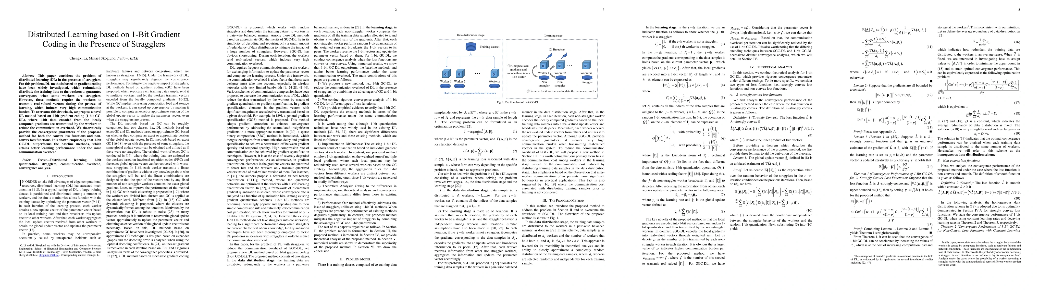 Thumbnail for Distributed Learning based on 1-Bit Gradient Coding in the Presence of
  Stragglers