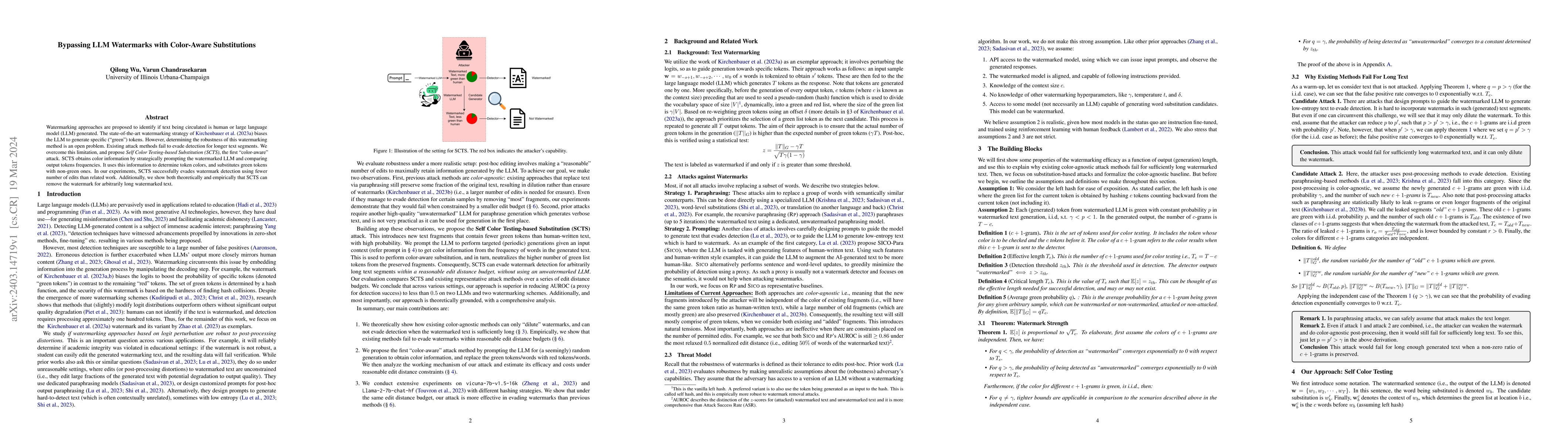 Thumbnail for Bypassing LLM Watermarks with Color-Aware Substitutions