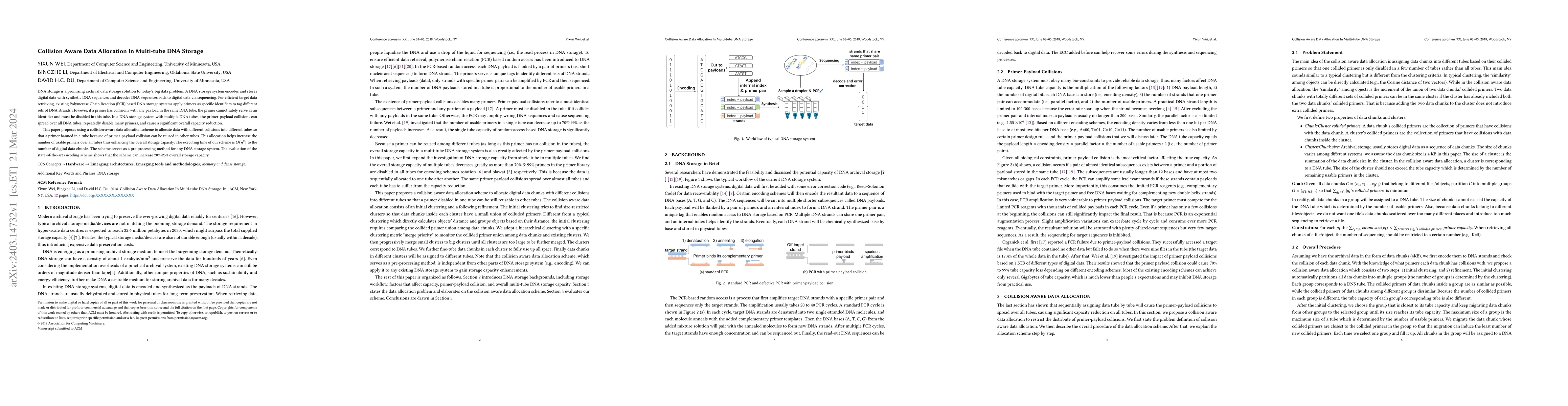 Thumbnail for Collision Aware Data Allocation In Multi-tube DNA Storage