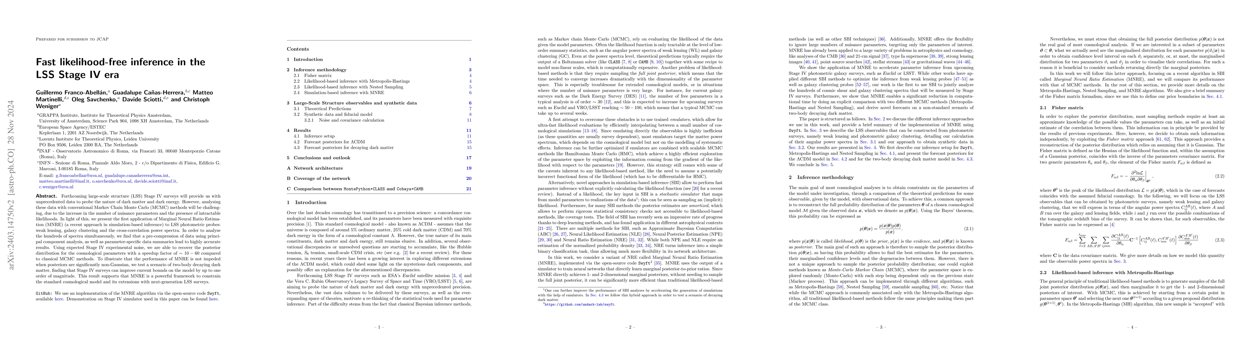 Thumbnail for Fast likelihood-free inference in the LSS Stage IV era