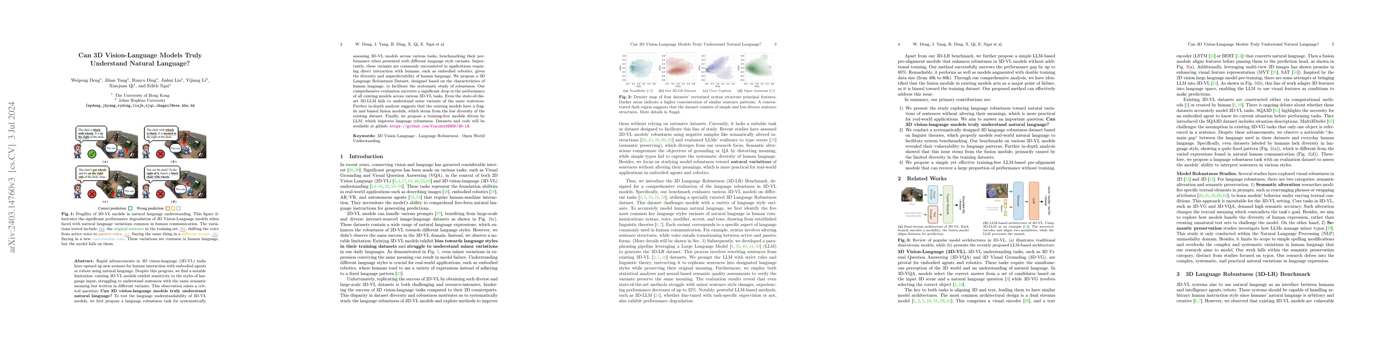 Thumbnail for Can 3D Vision-Language Models Truly Understand Natural Language?