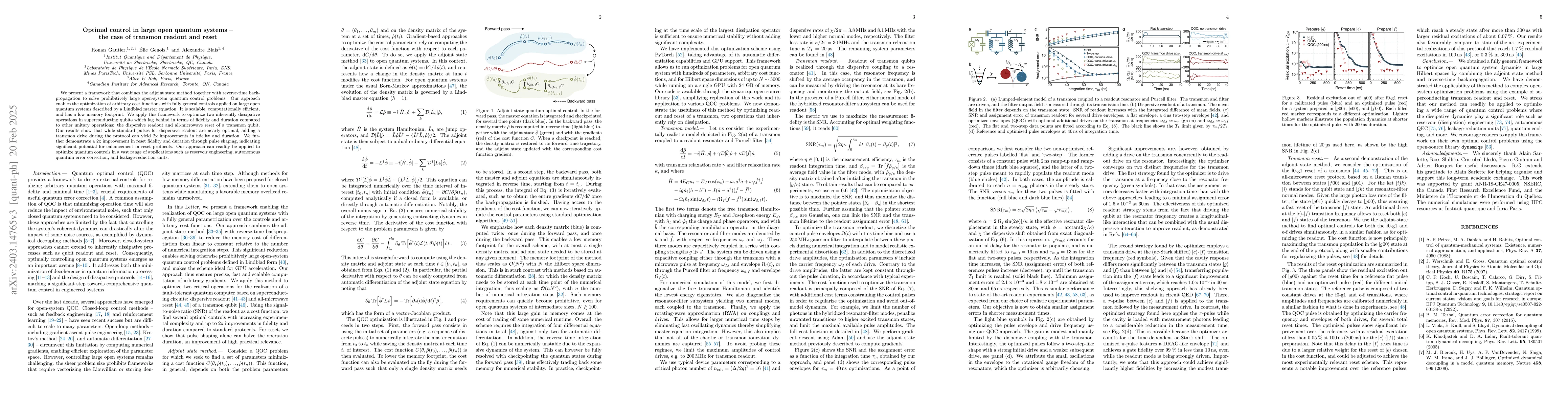 Thumbnail for Optimal control in large open quantum systems: the case of transmon
  readout and reset