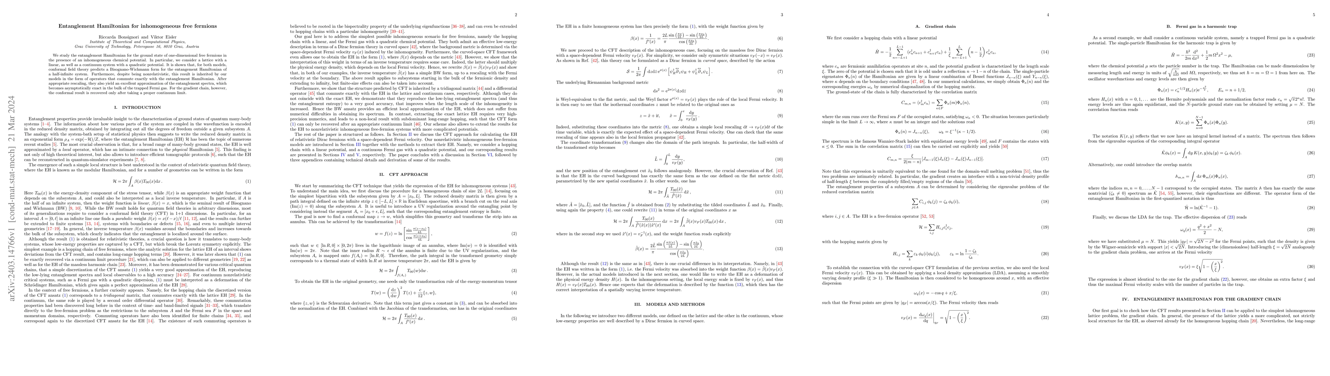 Thumbnail for Entanglement Hamiltonian for inhomogeneous free fermions