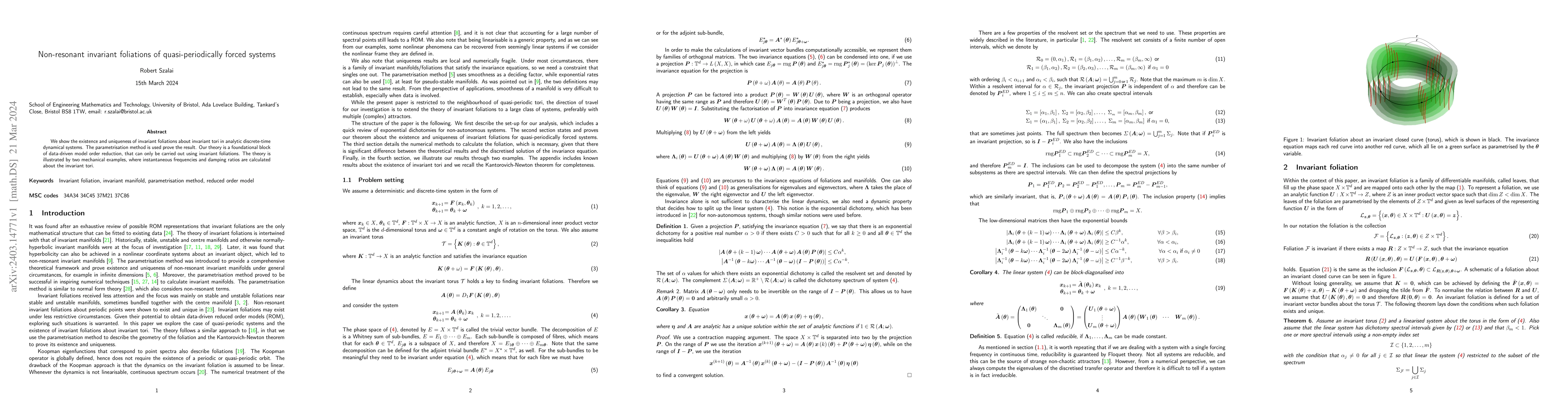 Thumbnail for Non-resonant invariant foliations of quasi-periodically forced systems