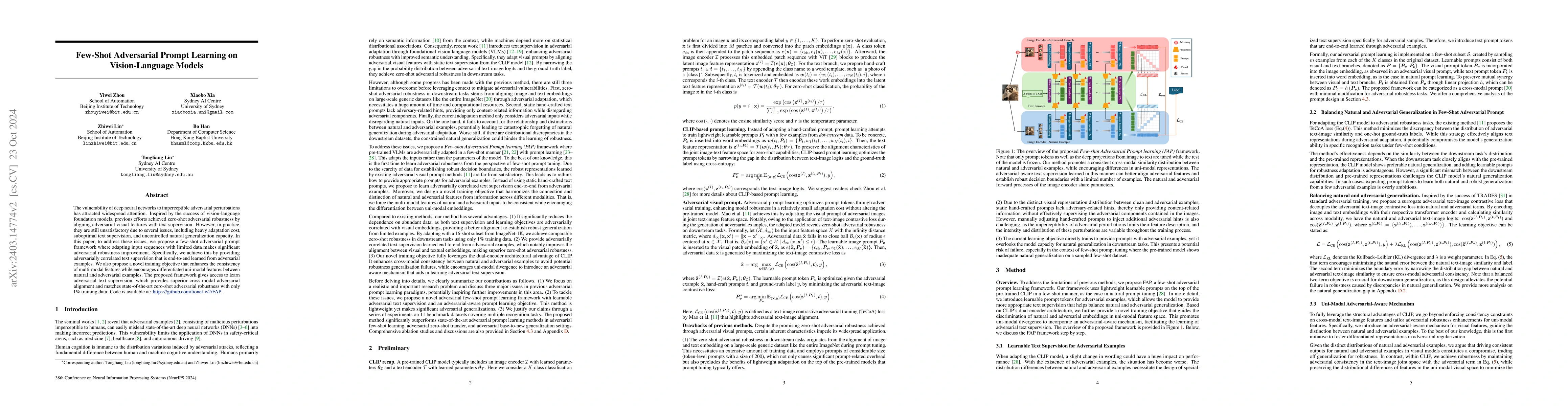 Thumbnail for Few-Shot Adversarial Prompt Learning on Vision-Language Models