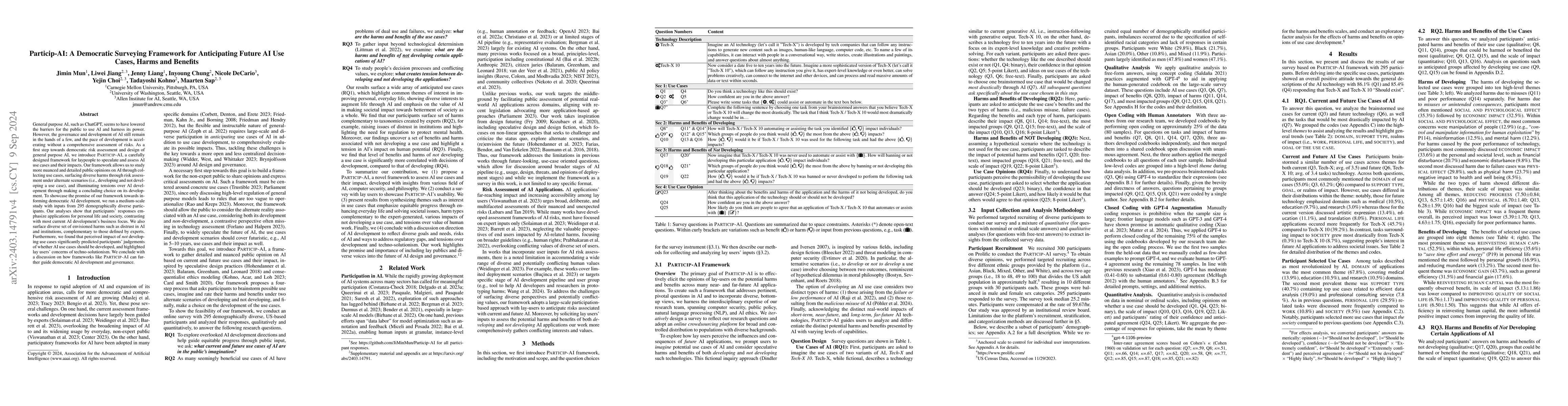 Thumbnail for Particip-AI: A Democratic Surveying Framework for Anticipating Future AI
  Use Cases, Harms and Benefits