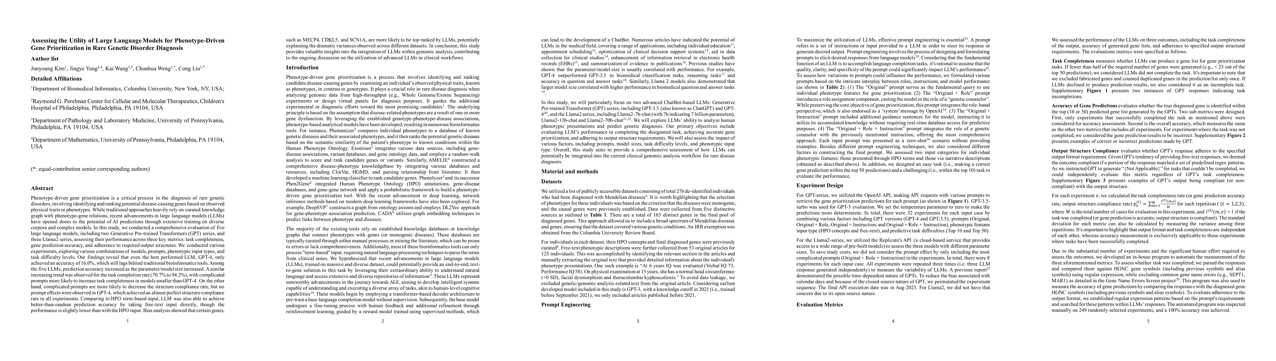 Thumbnail for Assessing the Utility of Large Language Models for Phenotype-Driven Gene
  Prioritization in Rare Genetic Disorder Diagnosis