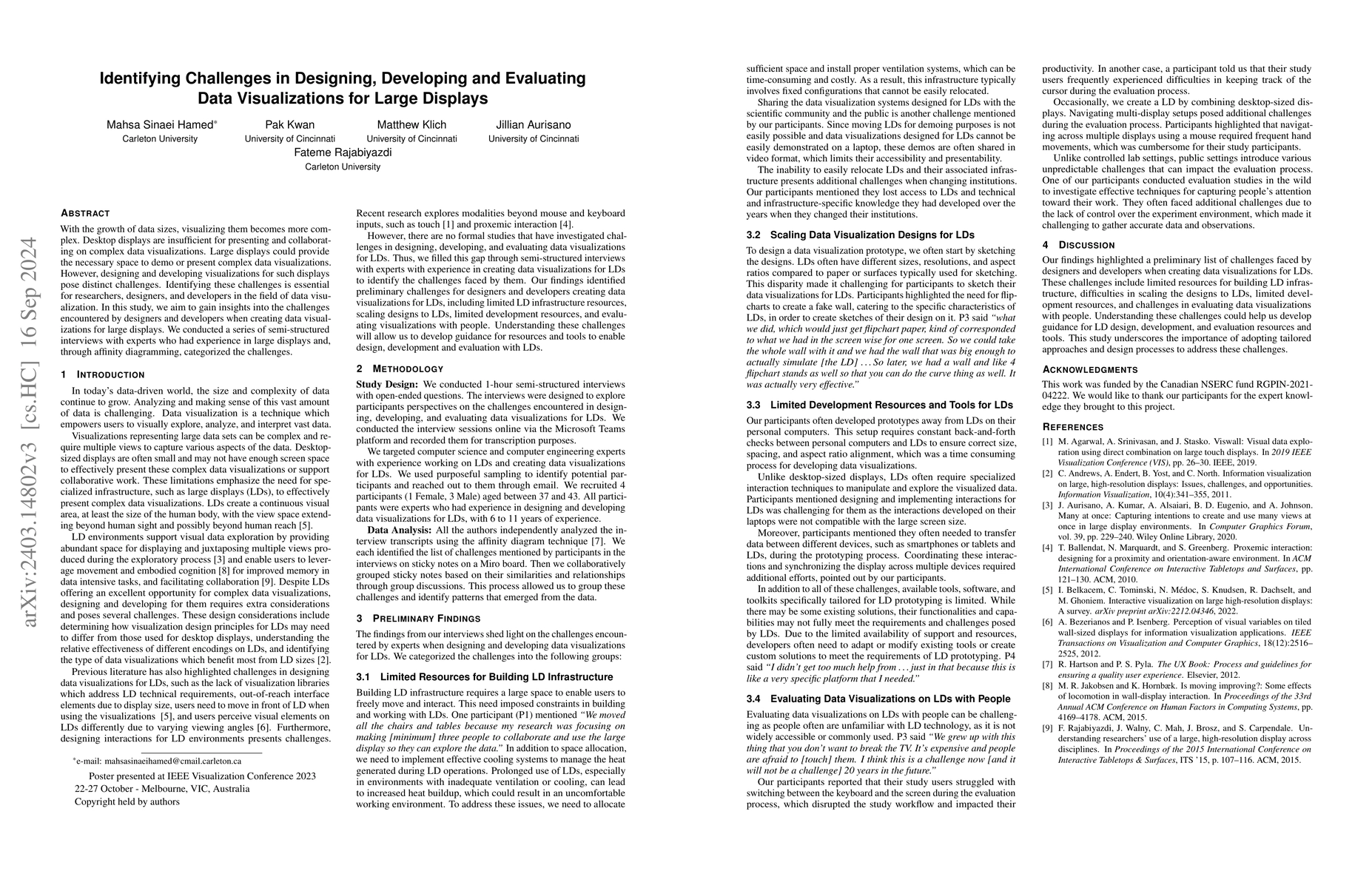 Thumbnail for Identifying Challenges in Designing, Developing and Evaluating Data
  Visualizations for Large Displays