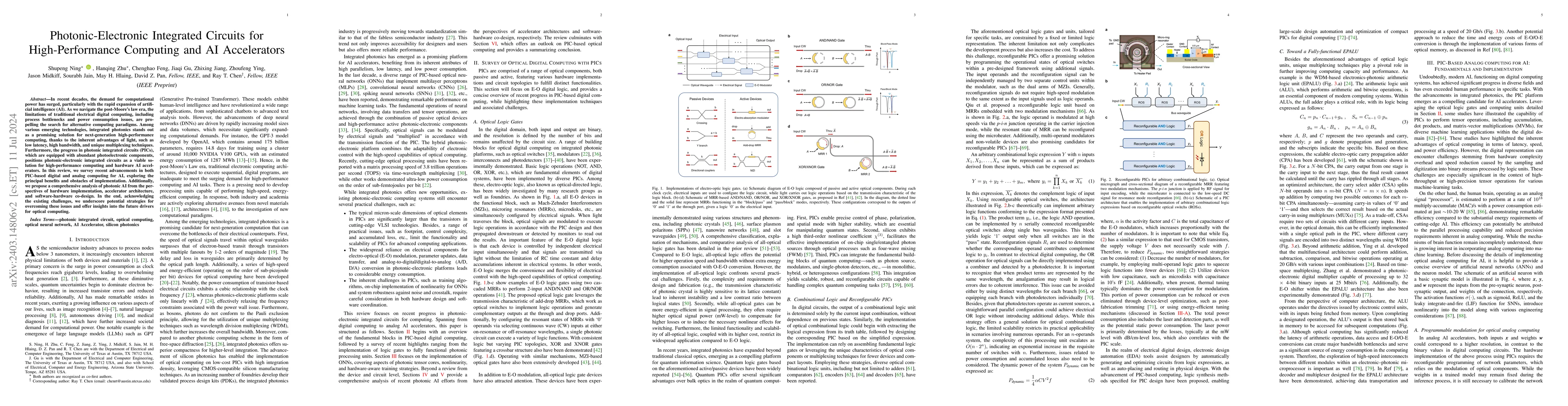 Thumbnail for Photonic-Electronic Integrated Circuits for High-Performance Computing
  and AI Accelerators