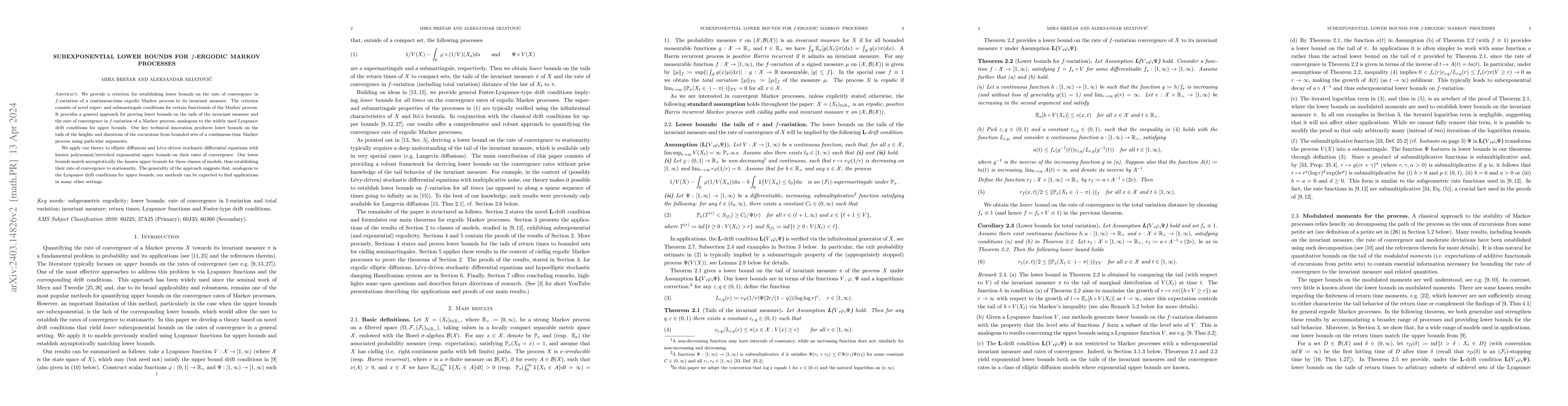 Thumbnail for Subexponential lower bounds for $f$-ergodic Markov processes