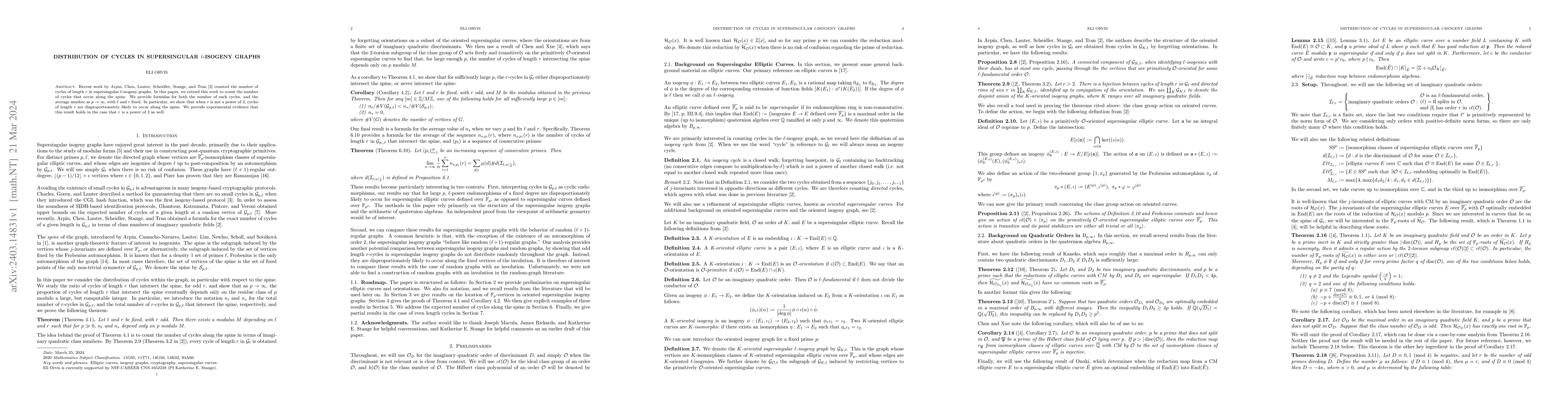 Thumbnail for Distribution of cycles in supersingular $\ell$-isogeny graphs