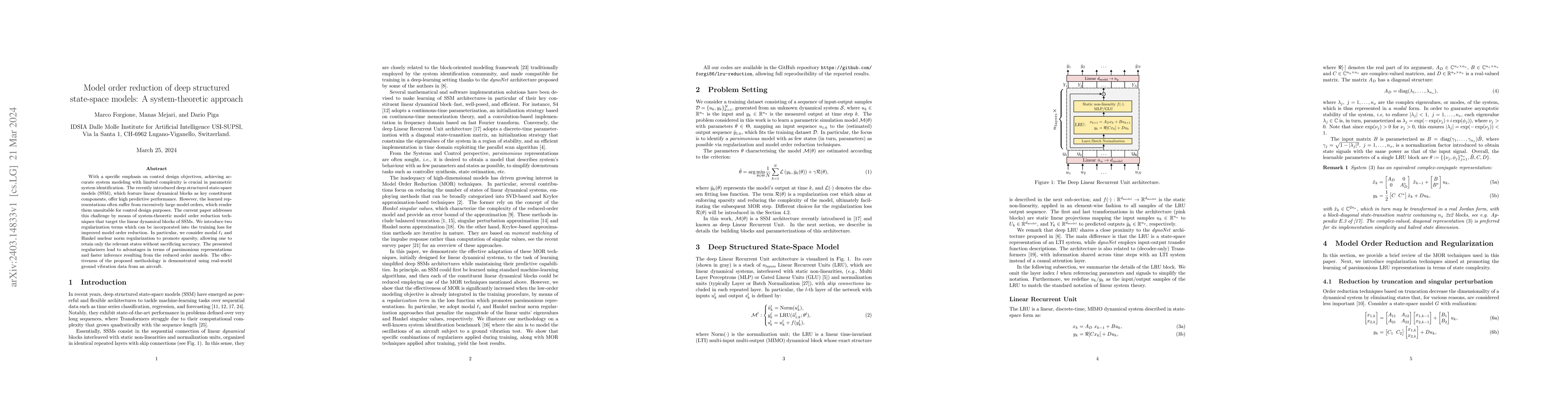 Thumbnail for Model order reduction of deep structured state-space models: A
  system-theoretic approach