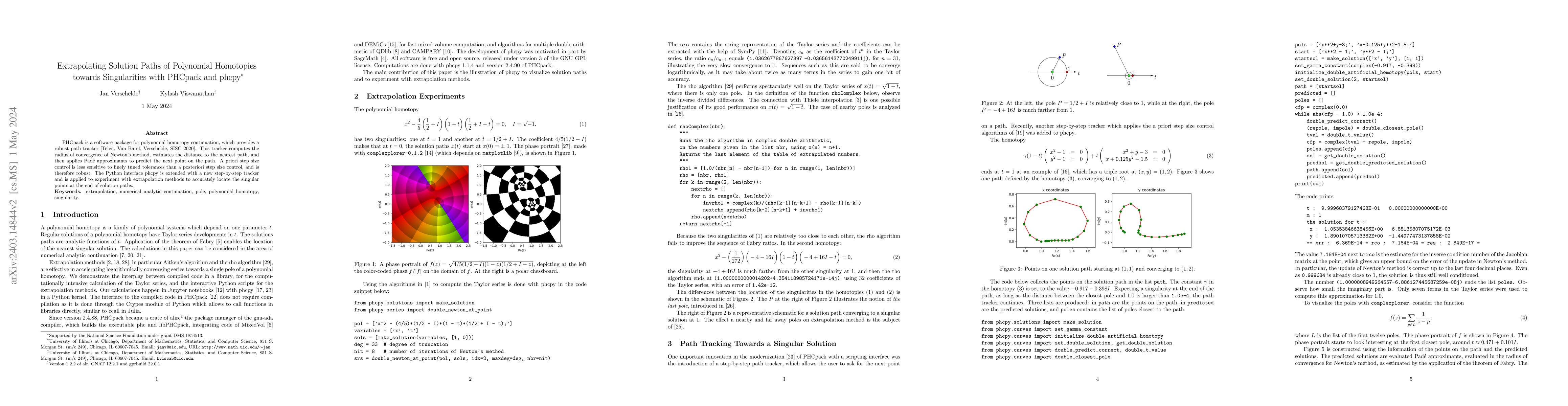 Thumbnail for Extrapolating Solution Paths of Polynomial Homotopies towards
  Singularities with PHCpack and phcpy