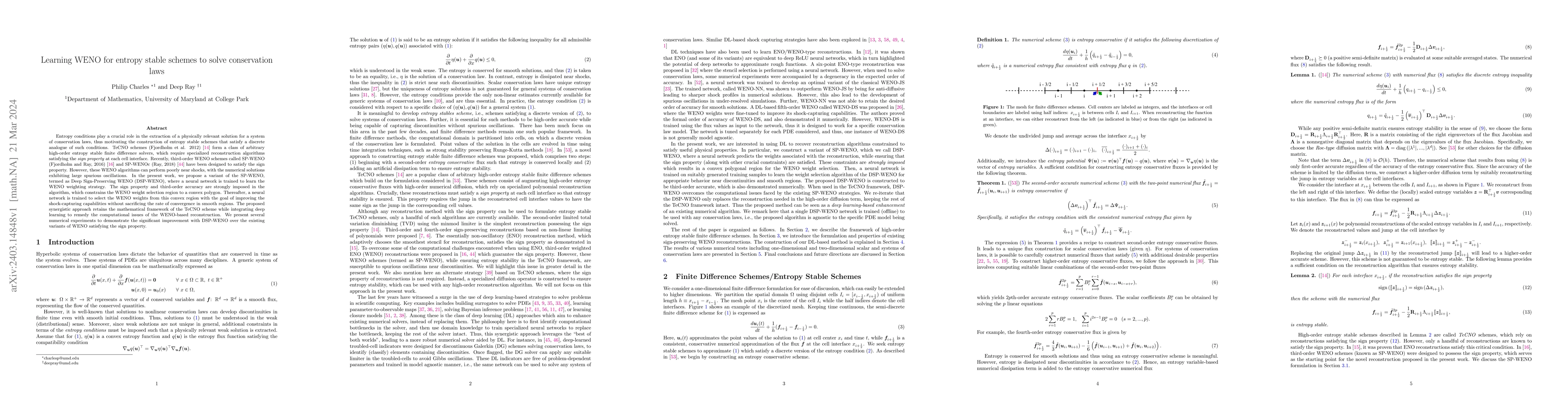 Thumbnail for Learning WENO for entropy stable schemes to solve conservation laws