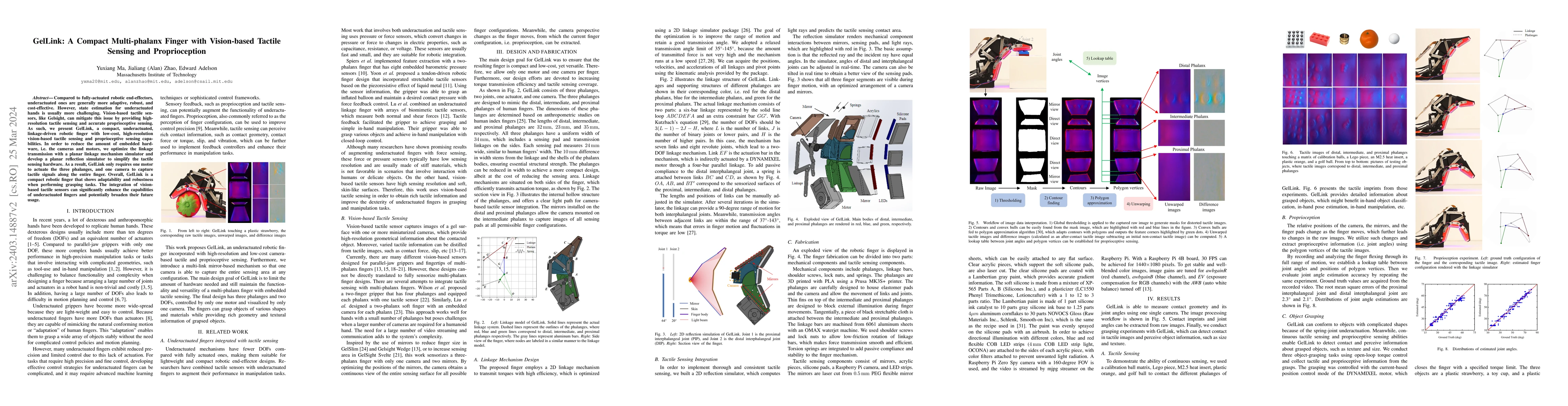 Thumbnail for GelLink: A Compact Multi-phalanx Finger with Vision-based Tactile
  Sensing and Proprioception