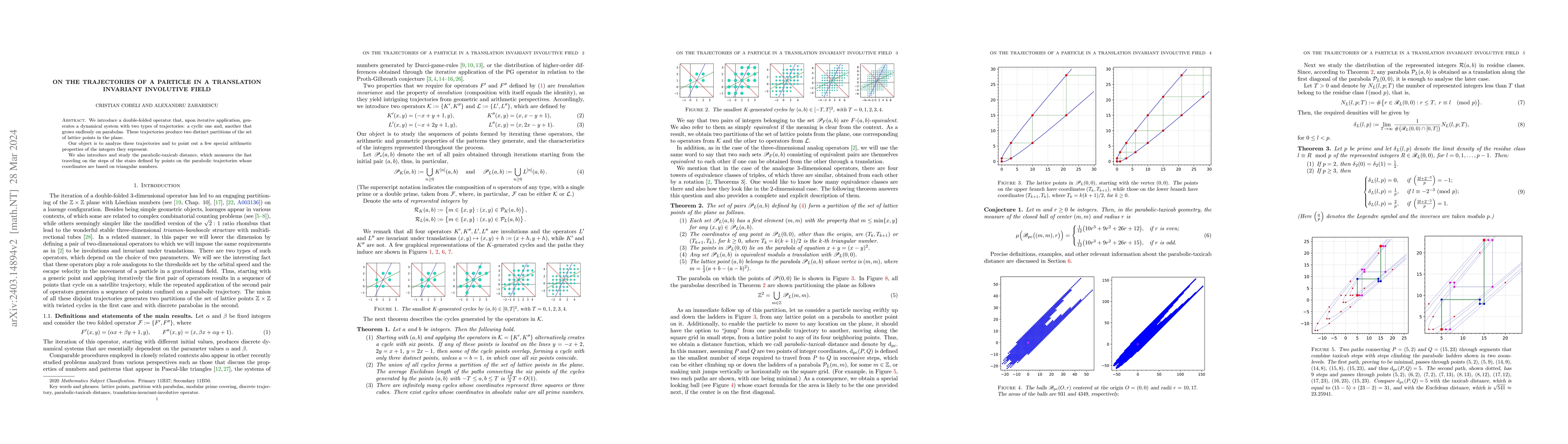 Thumbnail for On the trajectories of a particle in a translation invariant involutive
  field