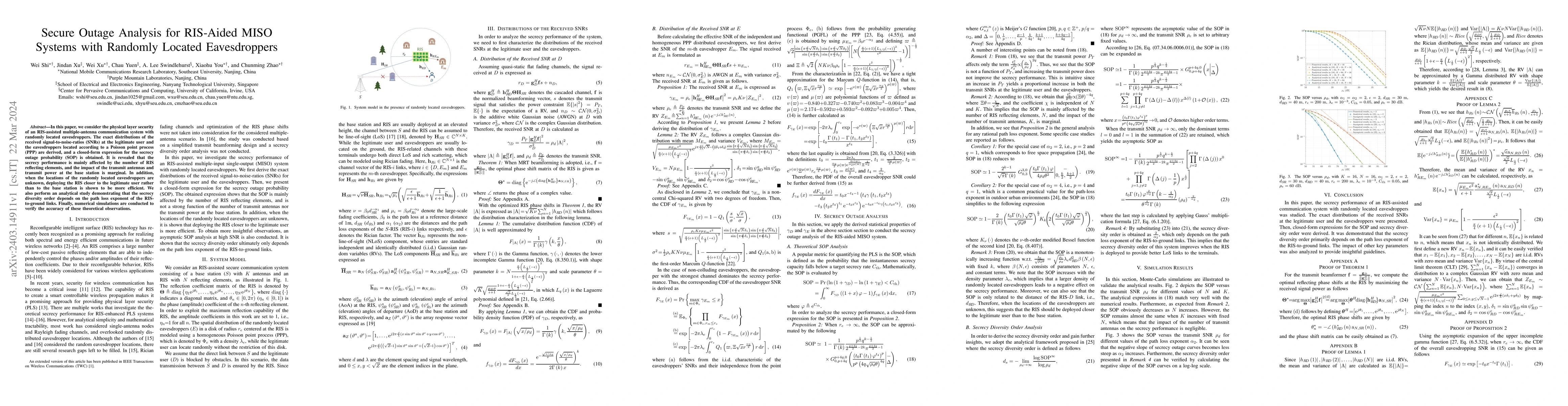 Thumbnail for Secure Outage Analysis for RIS-Aided MISO Systems with Randomly Located
  Eavesdroppers