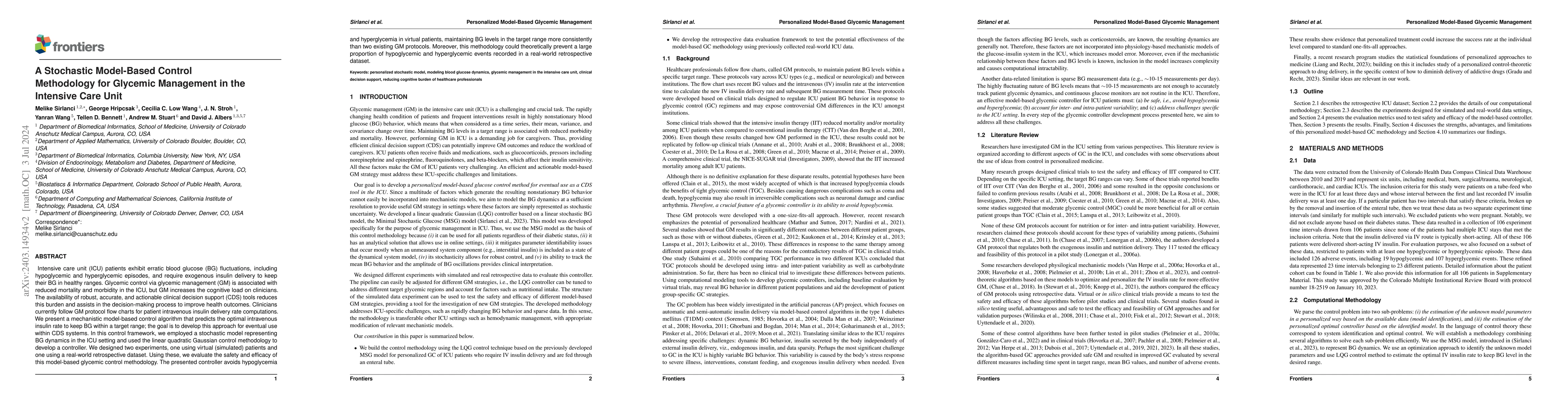 Thumbnail for A Stochastic Model-Based Control Methodology for Glycemic Management in
  the Intensive Care Unit