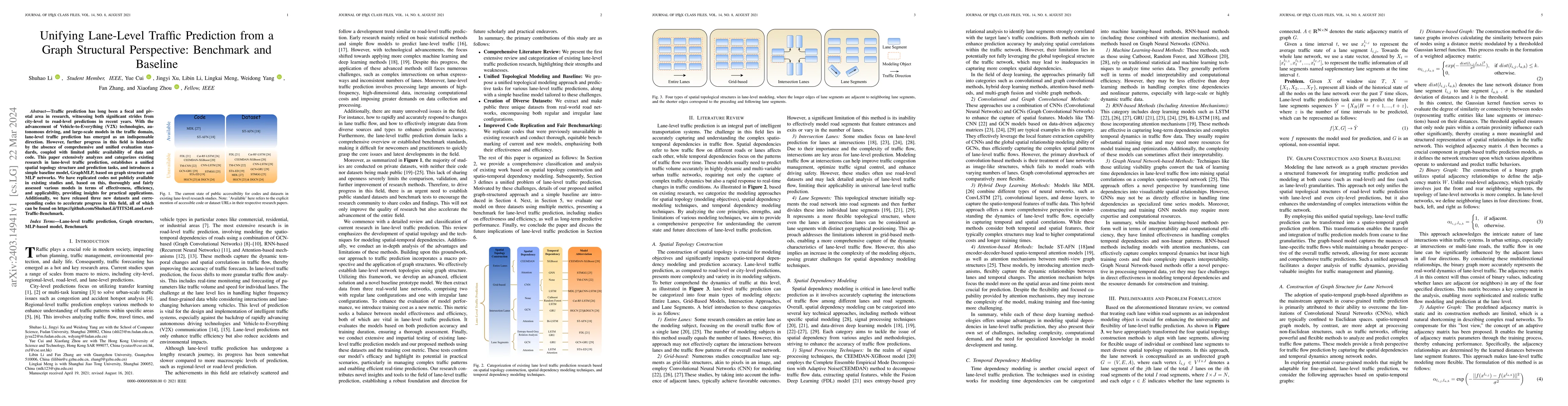 Thumbnail for Unifying Lane-Level Traffic Prediction from a Graph Structural
  Perspective: Benchmark and Baseline