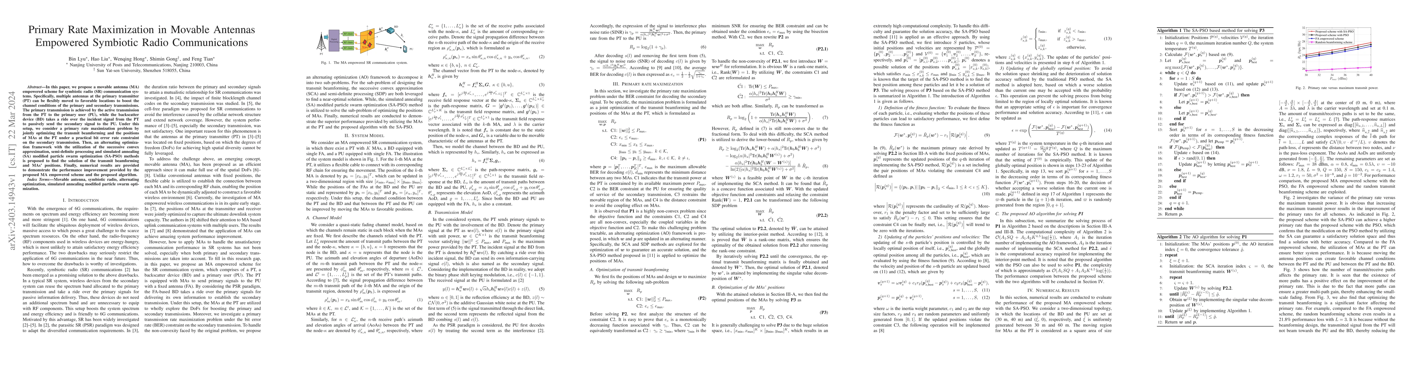 Thumbnail for Primary Rate Maximization in Movable Antennas Empowered Symbiotic Radio
  Communications