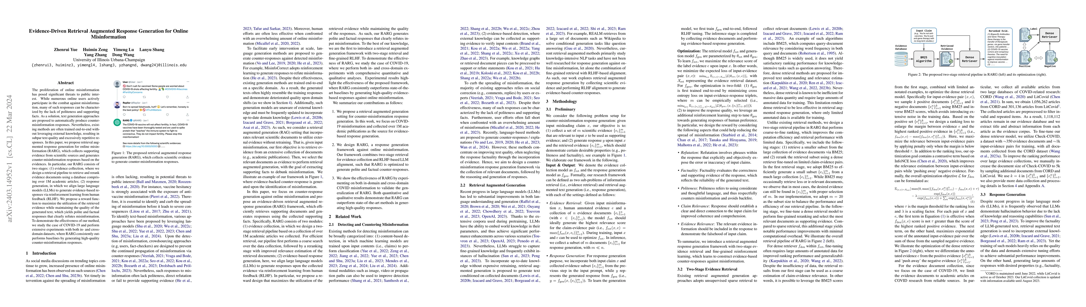 Thumbnail for Evidence-Driven Retrieval Augmented Response Generation for Online
  Misinformation