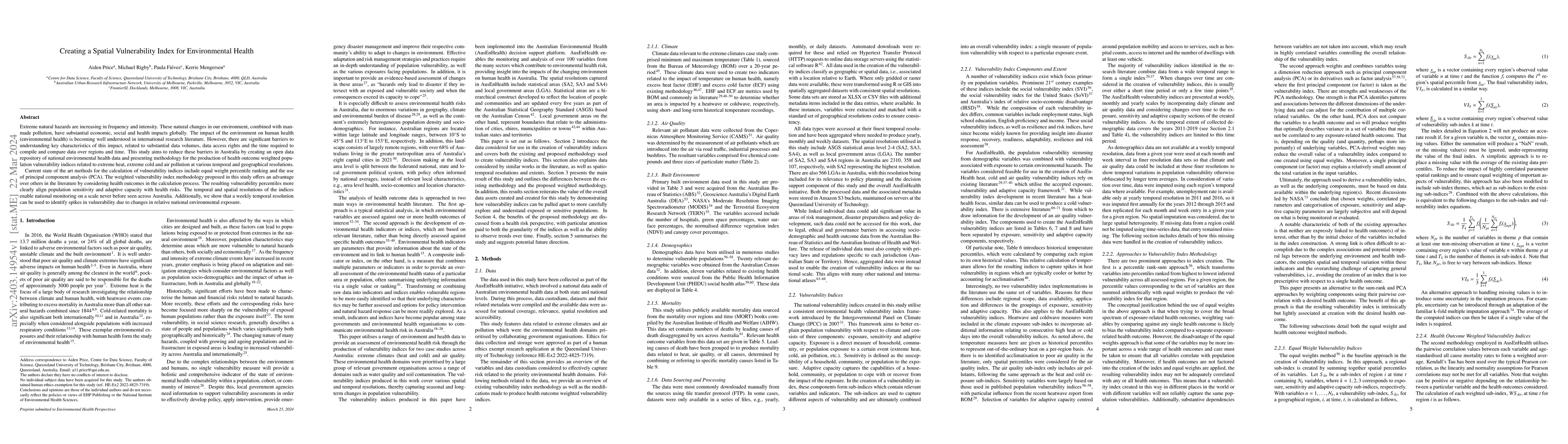 Thumbnail for Creating a Spatial Vulnerability Index for Environmental Health