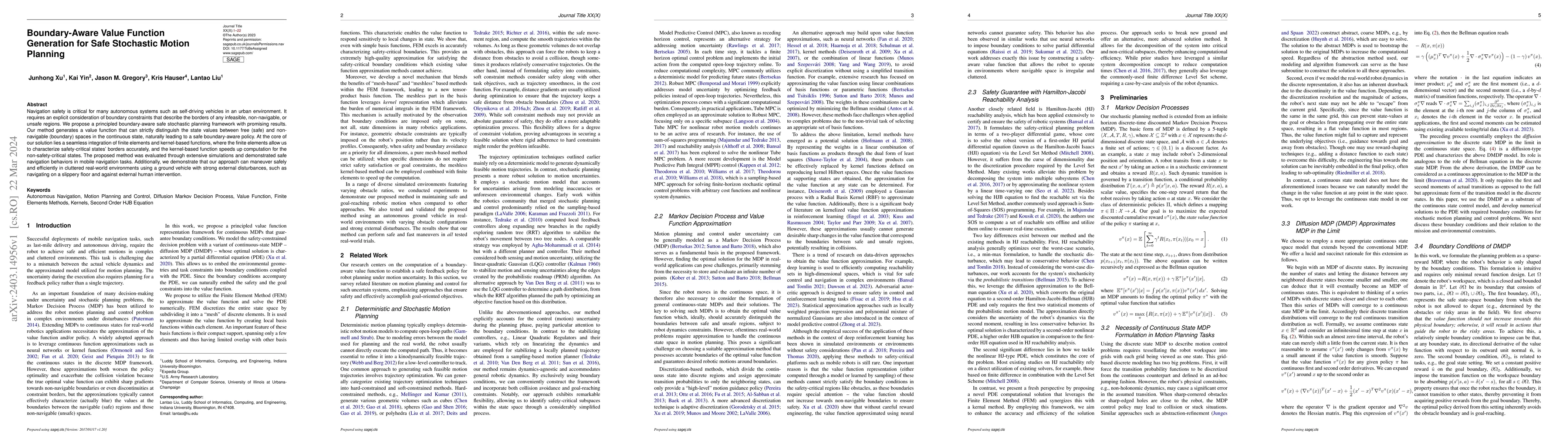 Thumbnail for Boundary-Aware Value Function Generation for Safe Stochastic Motion
  Planning
