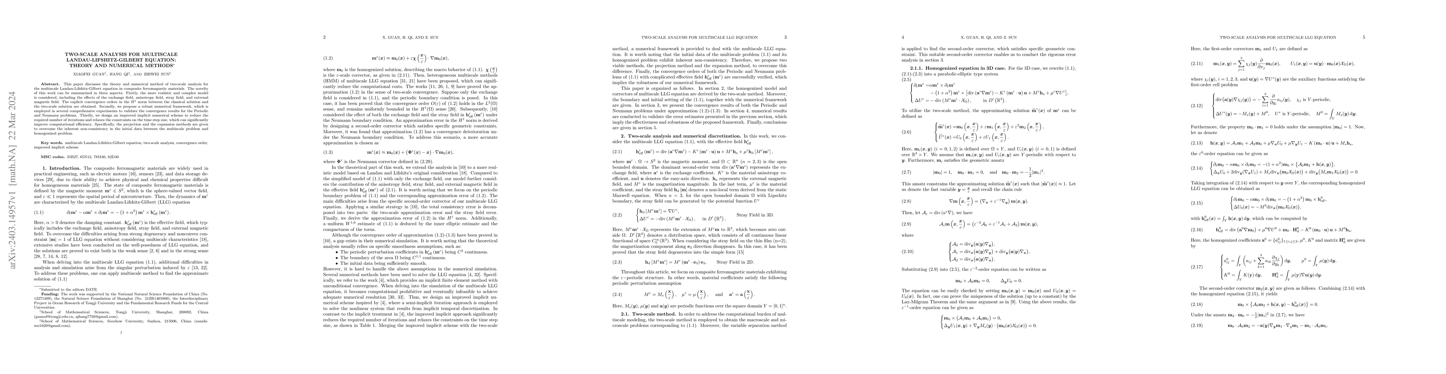 Thumbnail for Two-scale Analysis for Multiscale Landau-Lifshitz-Gilbert Equation:
  Theory and Numerical Methods