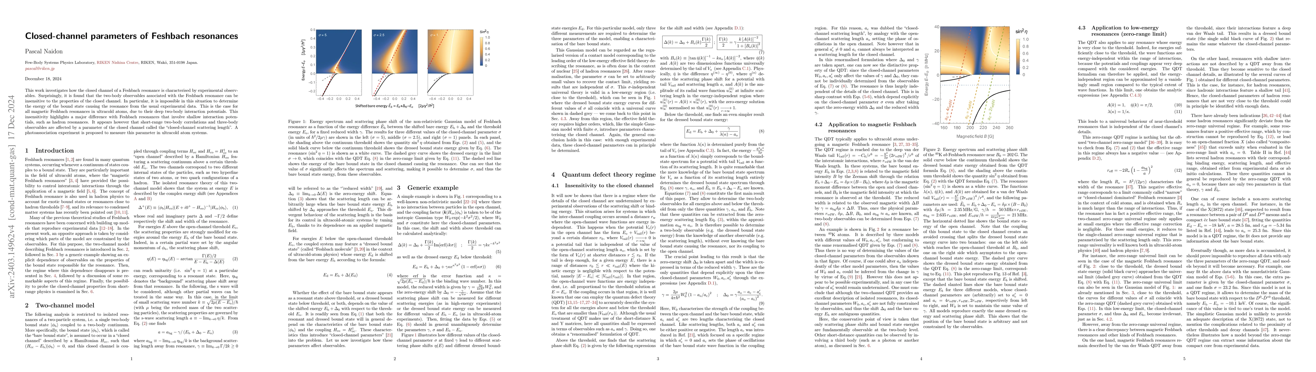 Thumbnail for Closed-channel parameters of Feshbach resonances
