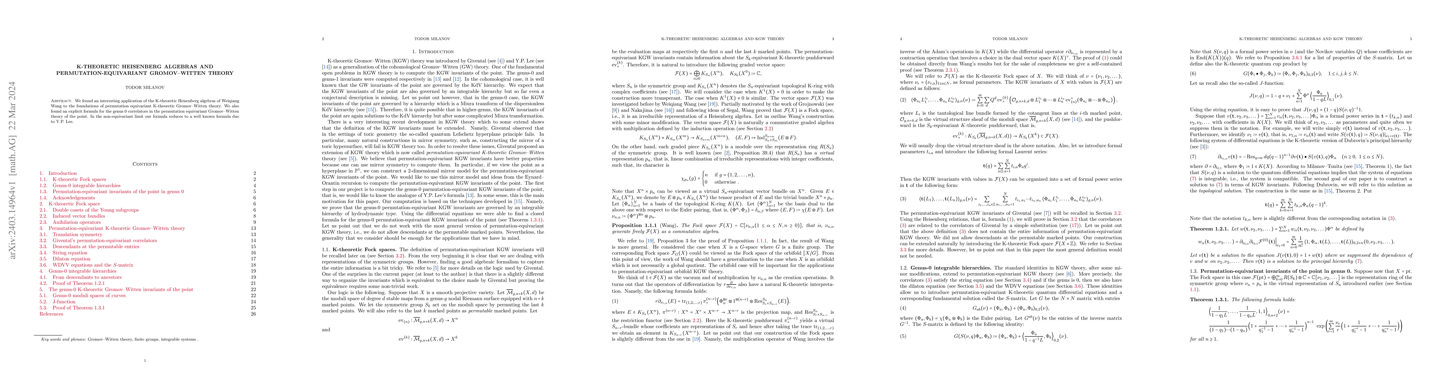 Thumbnail for K-theoretic Heisenberg algebras and permutation-equivariant
  Gromov--Witten theory