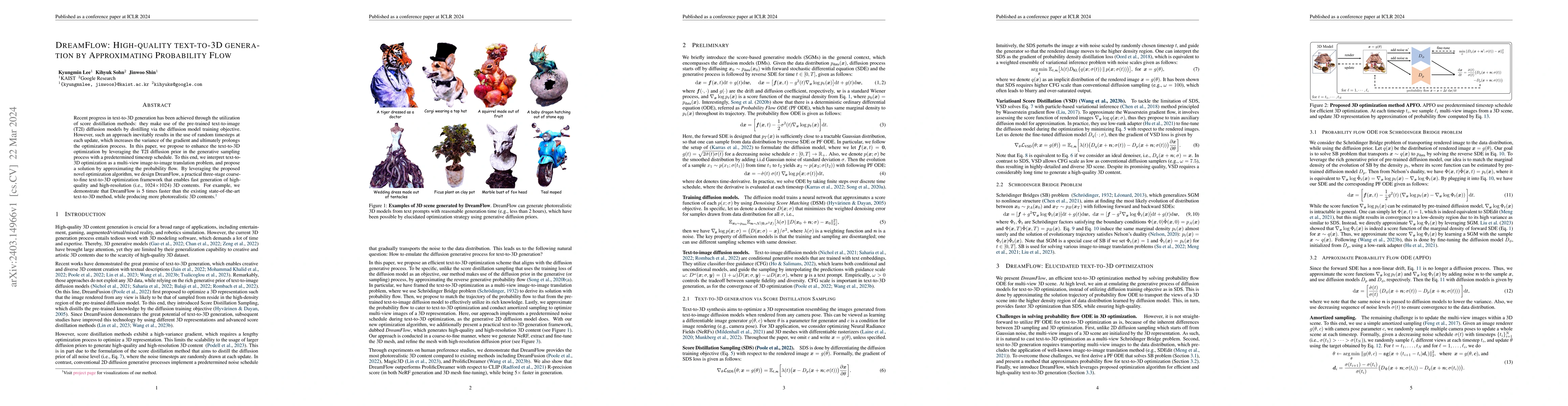 Thumbnail for DreamFlow: High-Quality Text-to-3D Generation by Approximating
  Probability Flow