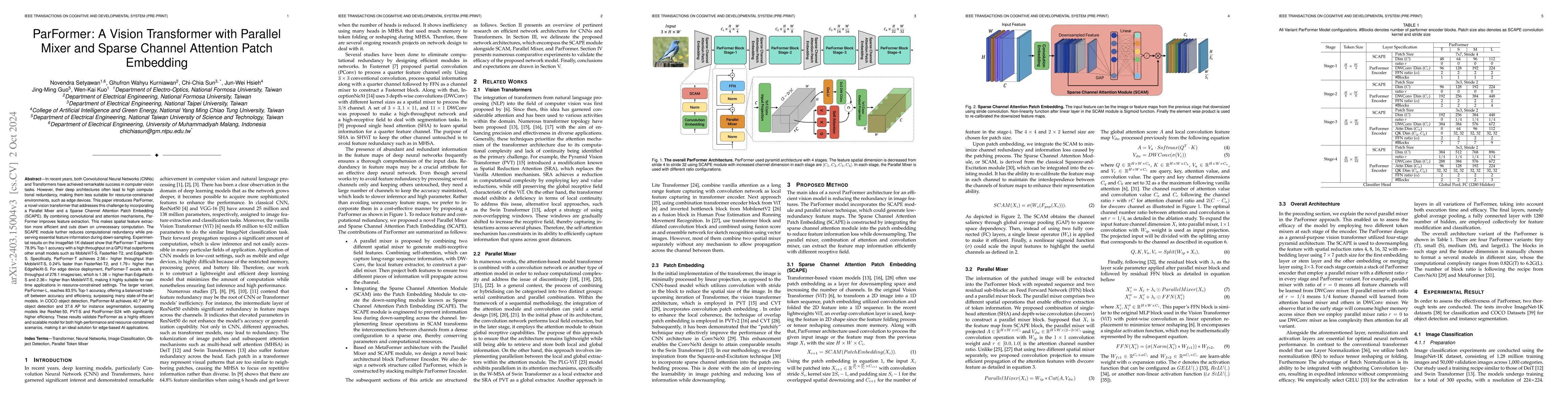 Thumbnail for ParFormer: Vision Transformer Baseline with Parallel Local Global Token
  Mixer and Convolution Attention Patch Embedding