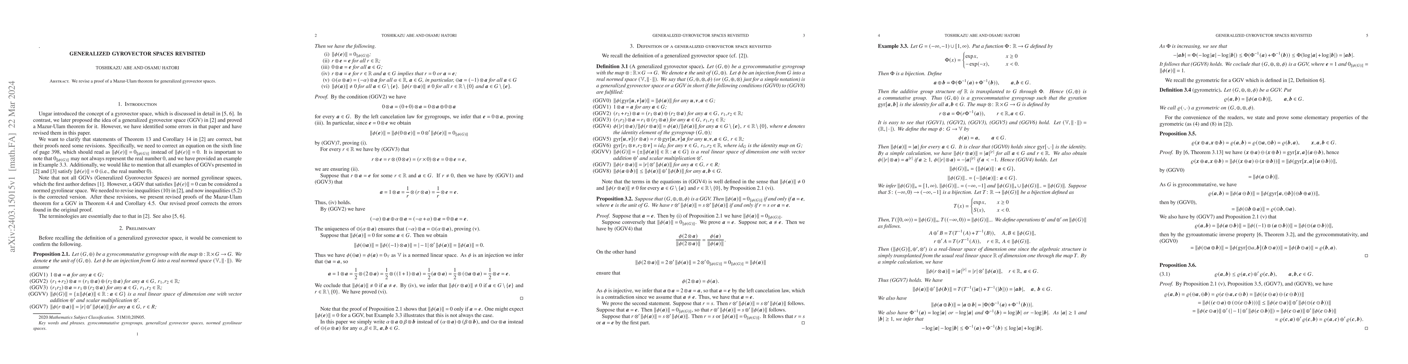 Thumbnail for Generalized gyrovector spaces revisited