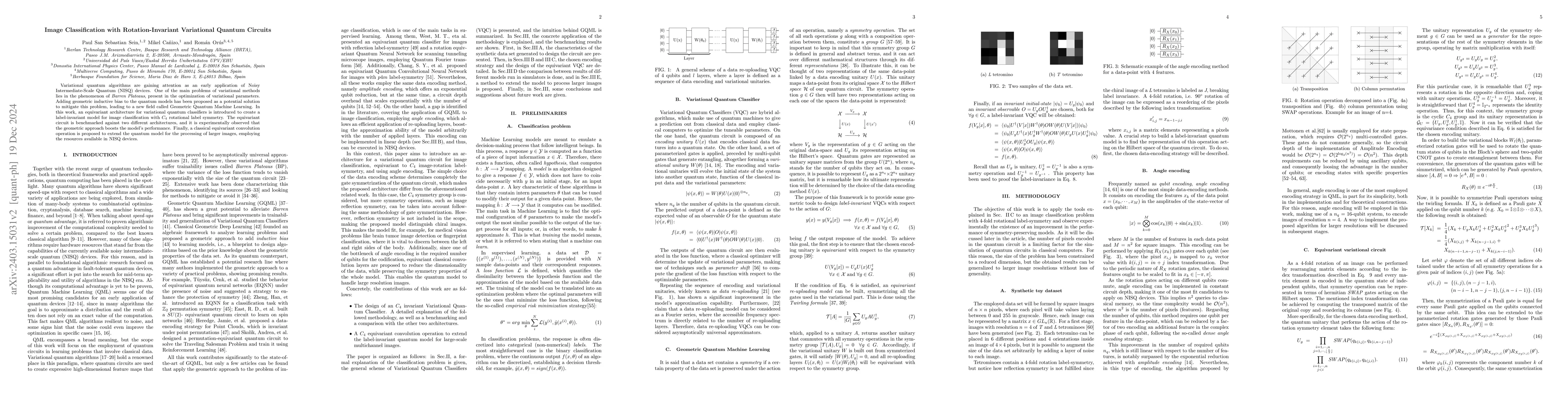 Thumbnail for Image Classification with Rotation-Invariant Variational Quantum
  Circuits