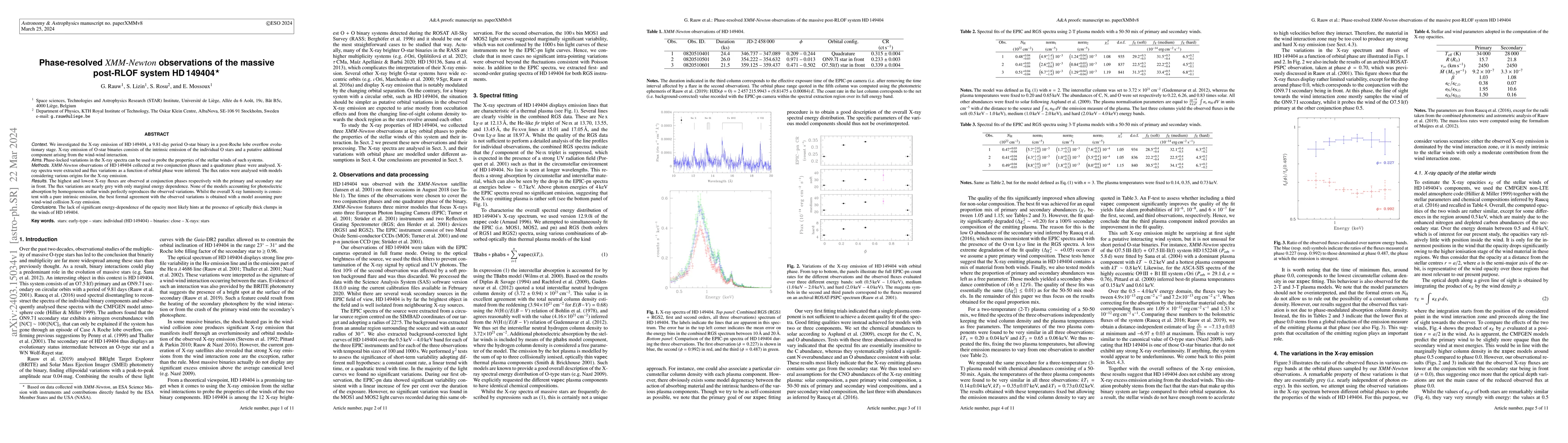 Thumbnail for Phase-resolved XMM-Newton observations of the massive post-RLOF system
  HD 149404
