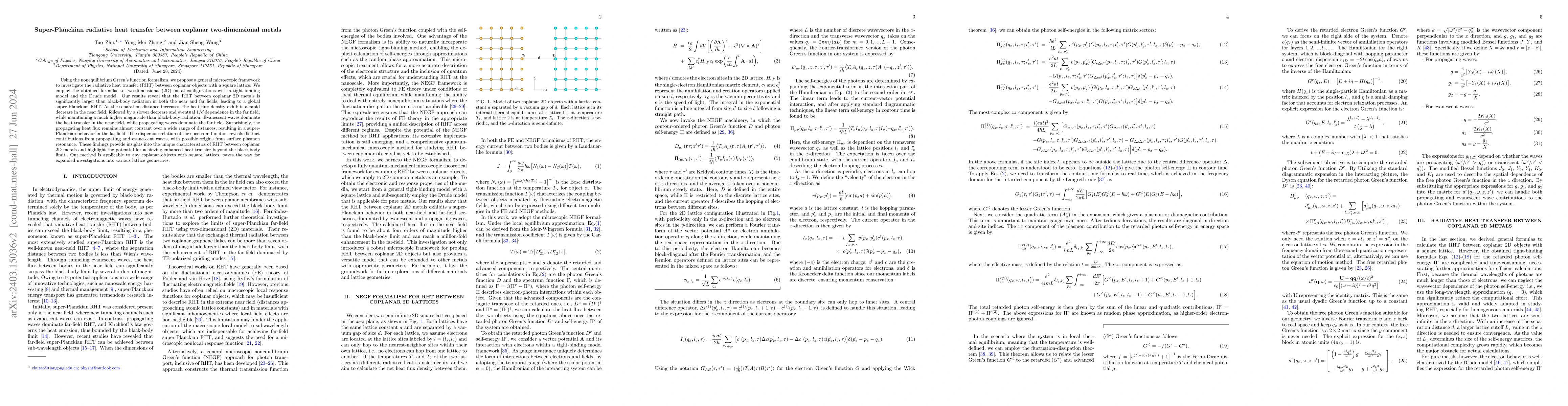 Thumbnail for Super-Planckian radiative heat transfer between coplanar two-dimensional
  metals