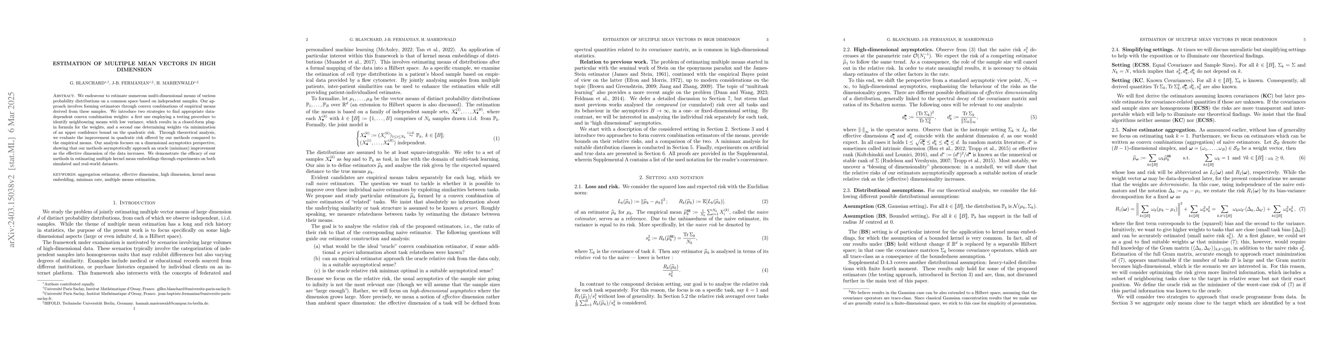 Thumbnail for Estimation of multiple mean vectors in high dimension