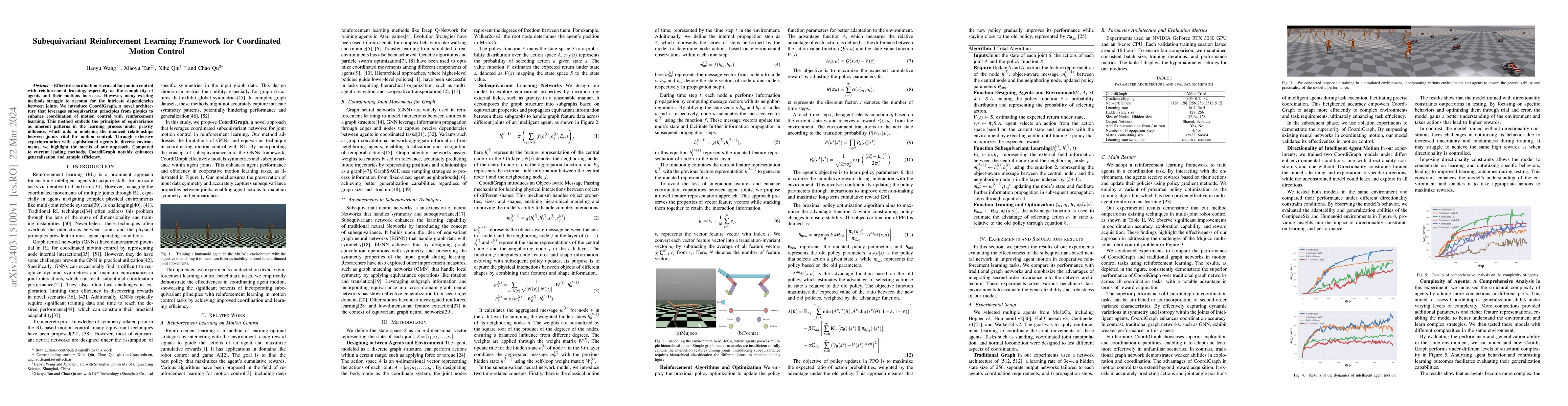 Thumbnail for Subequivariant Reinforcement Learning Framework for Coordinated Motion
  Control