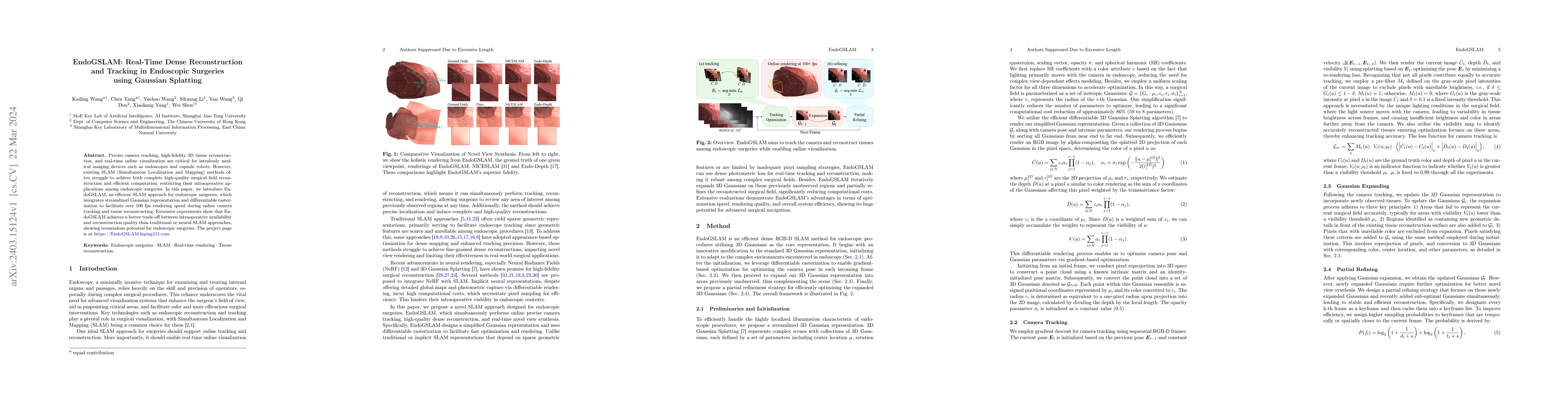 Thumbnail for EndoGSLAM: Real-Time Dense Reconstruction and Tracking in Endoscopic
  Surgeries using Gaussian Splatting