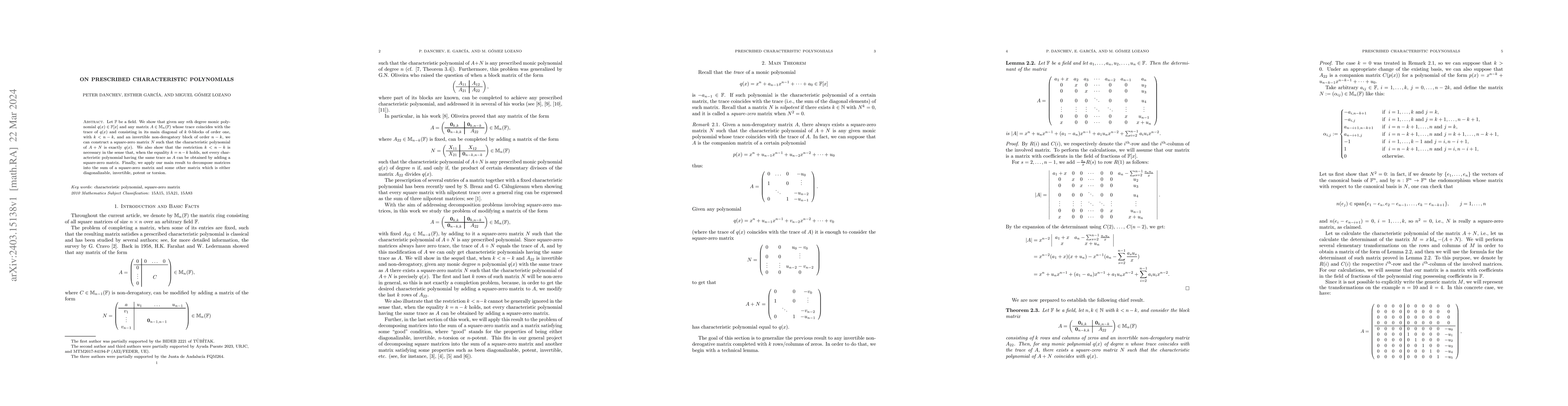 Thumbnail for On prescribed characteristic polynomials